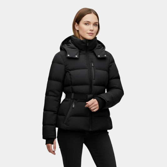 Women’s Puffer Jacket With Belted Waist