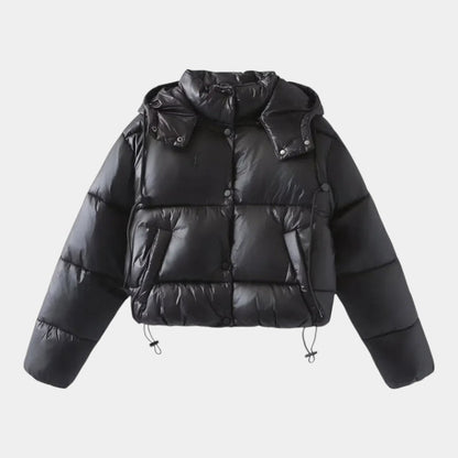 Women’s Puffer Jacket With Hood and Drawcord Hem