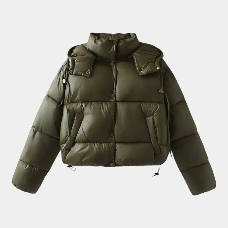 Women’s Puffer Jacket With Hood and Drawcord Hem