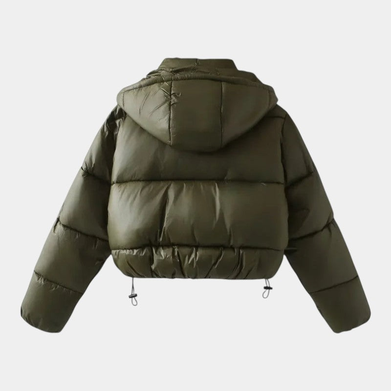 Women’s Puffer Jacket With Hood and Drawcord Hem