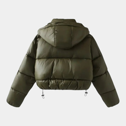 Women’s Puffer Jacket With Hood and Drawcord Hem