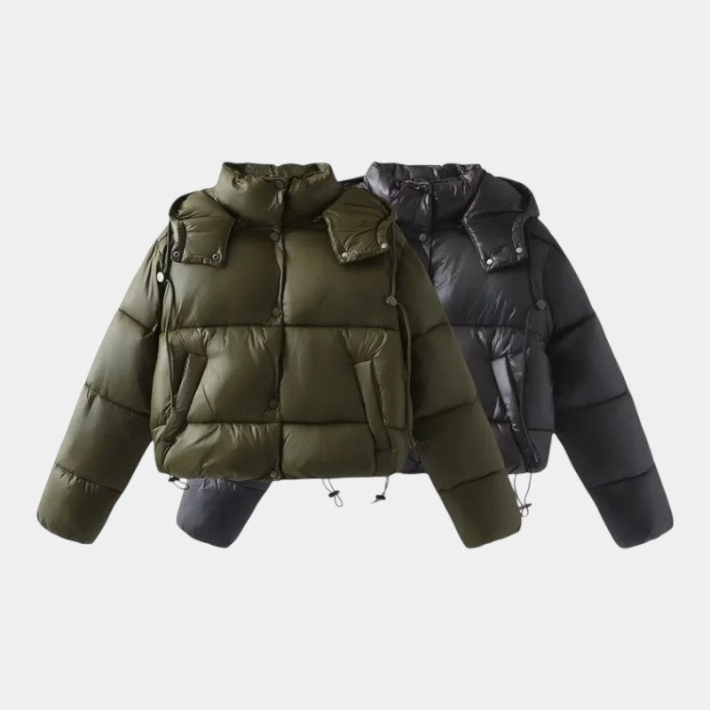 Women’s Puffer Jacket With Hood and Drawcord Hem
