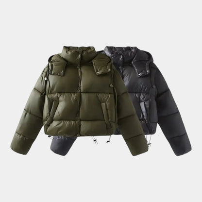 Women’s Puffer Jacket With Hood and Drawcord Hem