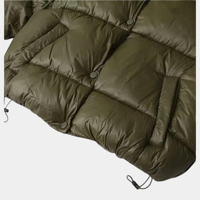 Women’s Puffer Jacket With Hood and Drawcord Hem