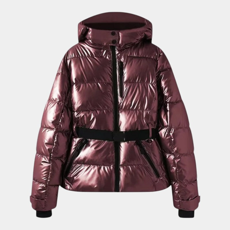 Women’s Puffer Jacket With Hood and Waist Belt