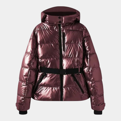 Women’s Puffer Jacket With Hood and Waist Belt