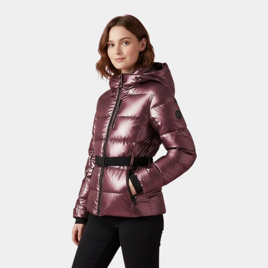 Women’s Puffer Jacket With Hood and Waist Belt