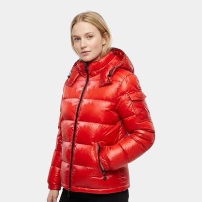 Women’s Puffer Jacket With Hood and Zip Fastening