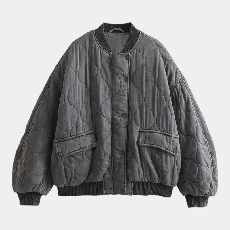 Women’s Quilted Bomber Jacket With Press Stud Front