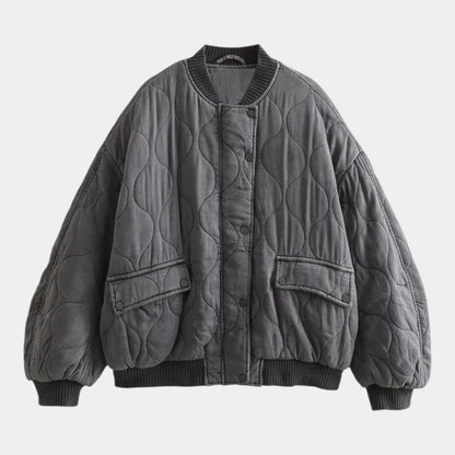 Women’s Quilted Bomber Jacket With Press Stud Front