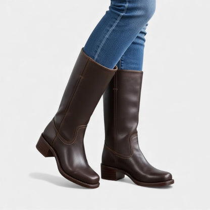 Women’s Tall Boots With Block Heel and Round Toe