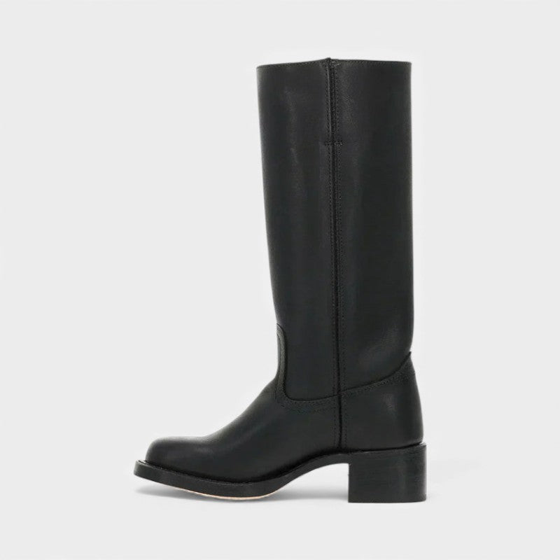 Women’s Tall Boots With Block Heel and Round Toe