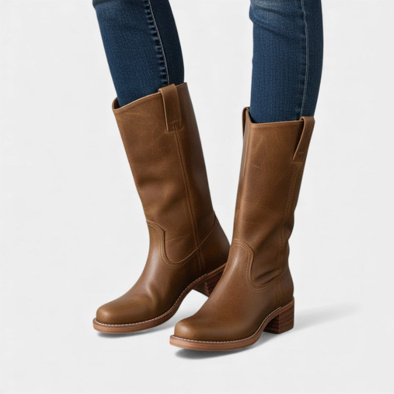 Women’s Tall Boots With Block Heel and Round Toe