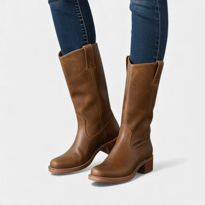 Women’s Tall Boots With Block Heel and Round Toe