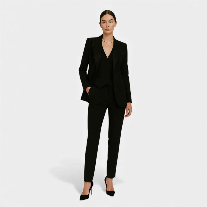Women’s Three Piece Suit With Blazer Vest and Slim Fit Trousers