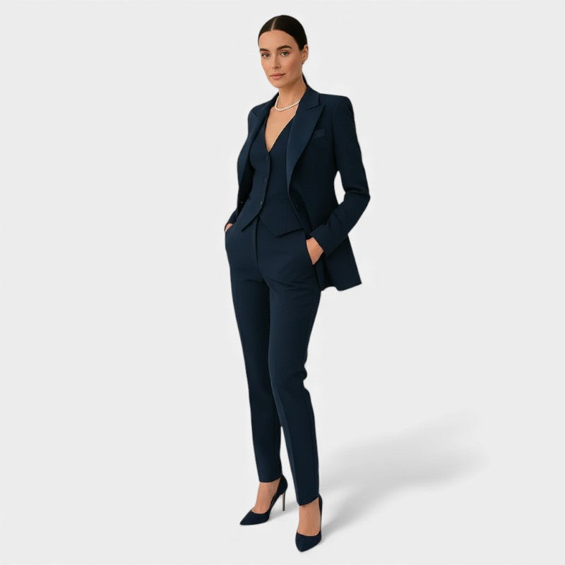 Women’s Three Piece Suit With Blazer Vest and Slim Fit Trousers
