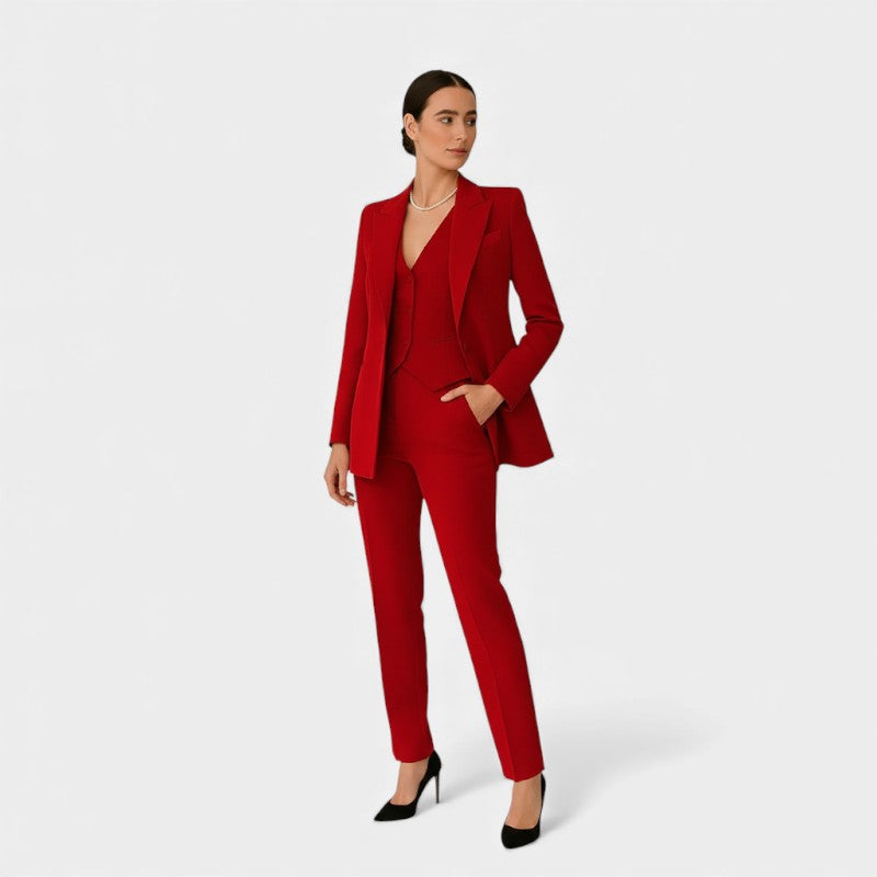 Women’s Three Piece Suit With Blazer Vest and Slim Fit Trousers