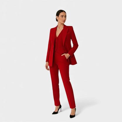 Women’s Three Piece Suit With Blazer Vest and Slim Fit Trousers