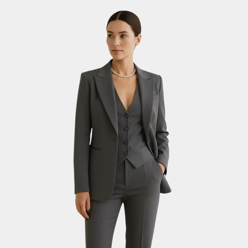 Women’s Three Piece Suit With Blazer Vest and Slim Fit Trousers