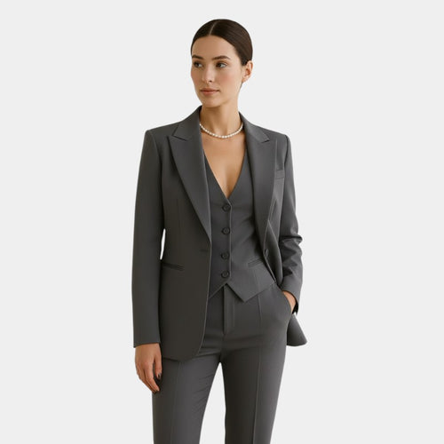 Women’s Three Piece Suit With Blazer Vest and Slim Fit Trousers