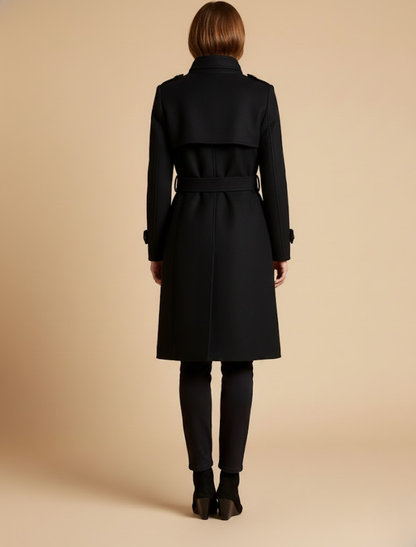 Women’s Wool Blend Long Coat With Button Front