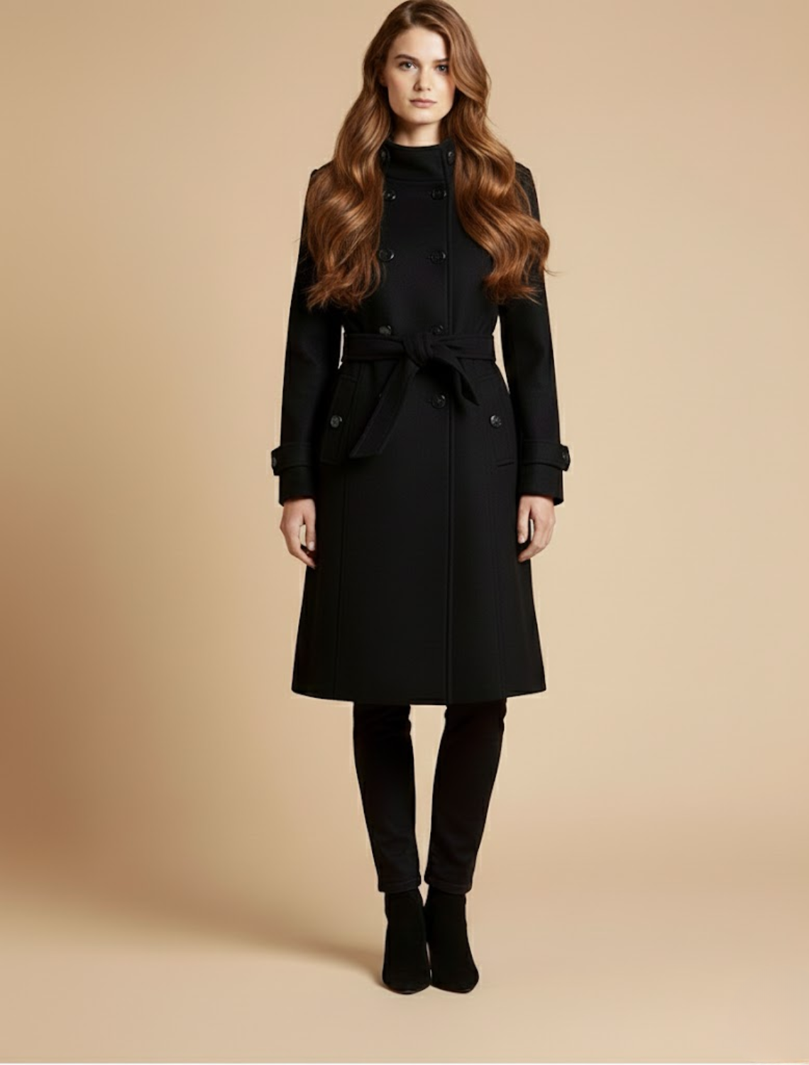 Women’s Wool Blend Long Coat With Button Front