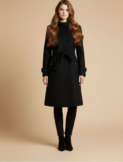 Women’s Wool Blend Long Coat With Button Front